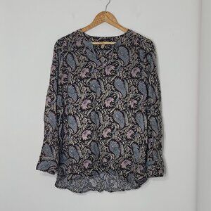 Soyaconcept Brown Light Pink Paisley Pattern Long Sleeve Lightweight Blouse